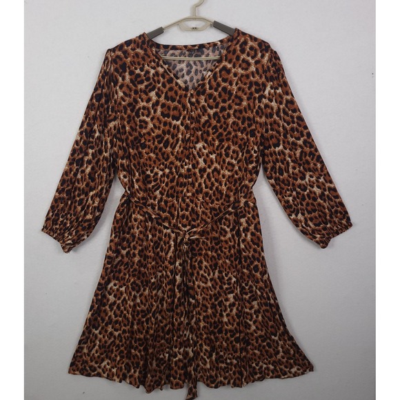 Talbots Dresses & Skirts - Talbots Midi Dress Leopard Print V-Neck Popover Belted 18WP Casual Formal Luxury